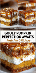 Gooey Better Than Anything Pumpkin Cake slice showing creamy layers and caramel topping on a white plate.